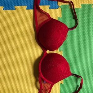 Victoria Secrets red lace padded bra